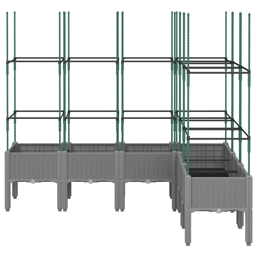vidaXL Garden Planter with Trellis Light Grey 160x120x142,5 cm PP