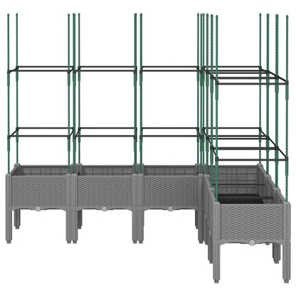vidaXL Garden Planter with Trellis Light Grey 160x120x142,5 cm PP