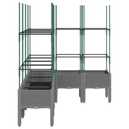 vidaXL Garden Planter with Trellis Light Grey 160x120x142,5 cm PP