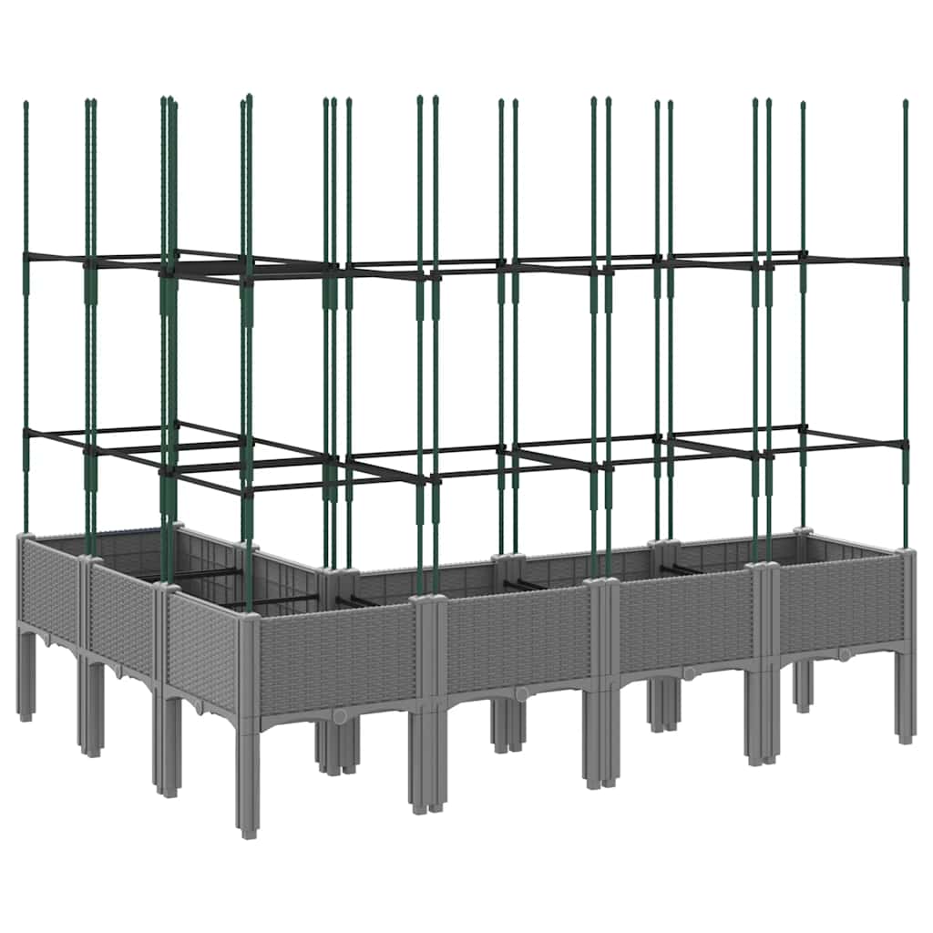 vidaXL Garden Planter with Trellis Light Grey 160x120x142.5 cm PP