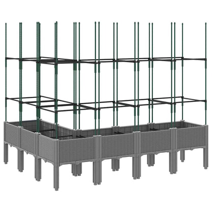 vidaXL Garden Planter with Trellis Light Grey 160x120x142.5 cm PP