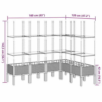 vidaXL Garden Planter with Trellis Light Grey 160x120x142.5 cm PP