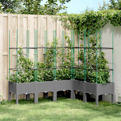 vidaXL Garden Planter with Trellis Light Grey 160x120x142,5 cm PP