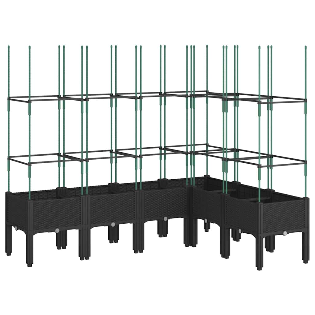 vidaXL Garden Planter with Trellis Black 160x120x142.5 cm PP