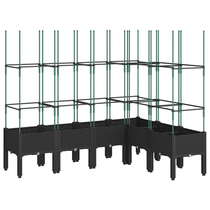 vidaXL Garden Planter with Trellis Black 160x120x142.5 cm PP