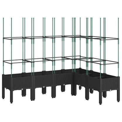 vidaXL Garden Planter with Trellis Black 160x120x142,5 cm PP