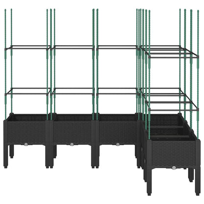 vidaXL Garden Planter with Trellis Black 160x120x142,5 cm PP