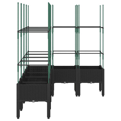 vidaXL Garden Planter with Trellis Black 160x120x142,5 cm PP
