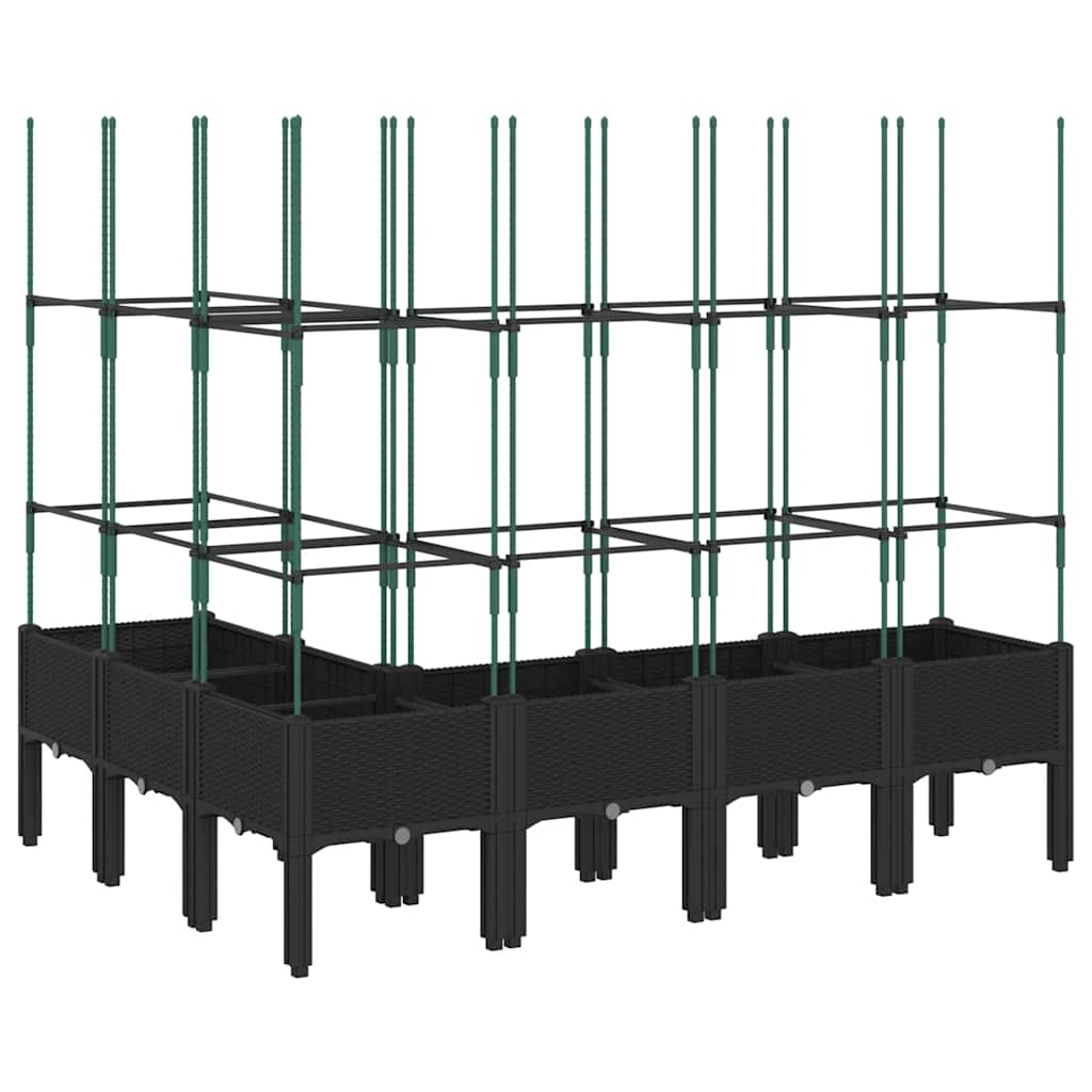 vidaXL Garden Planter with Trellis Black 160x120x142.5 cm PP