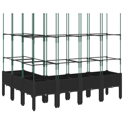 vidaXL Garden Planter with Trellis Black 160x120x142.5 cm PP