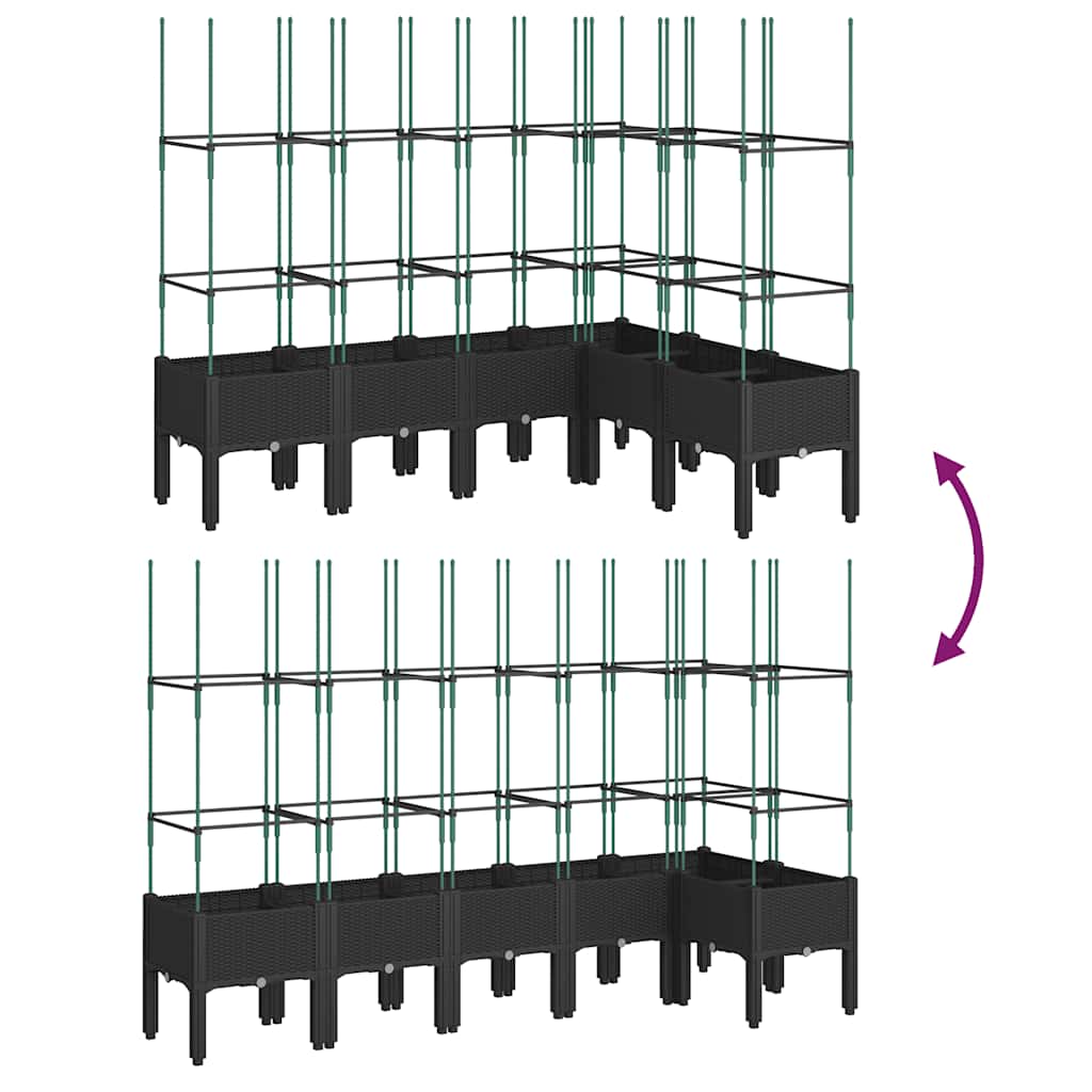vidaXL Garden Planter with Trellis Black 160x120x142,5 cm PP