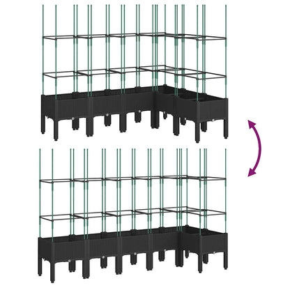 vidaXL Garden Planter with Trellis Black 160x120x142,5 cm PP