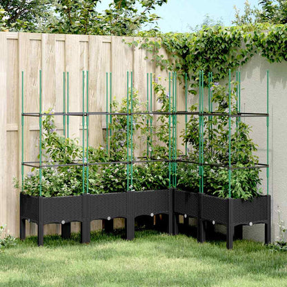 vidaXL Garden Planter with Trellis Black 160x120x142,5 cm PP