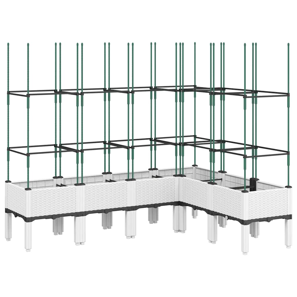 vidaXL Garden Planter with Trellis White 160x120x142,5 cm PP