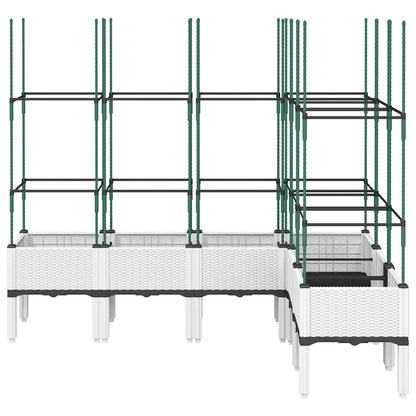 vidaXL Garden Planter with Trellis White 160x120x142,5 cm PP