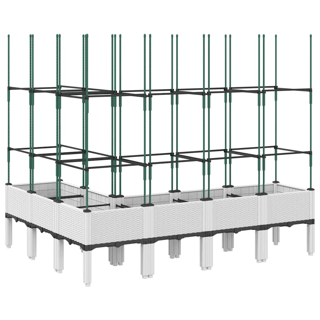 vidaXL Garden Planter with Trellis White 160x120x142,5 cm PP