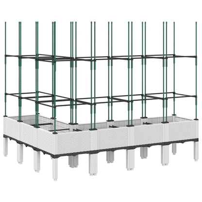 vidaXL Garden Planter with Trellis White 160x120x142,5 cm PP
