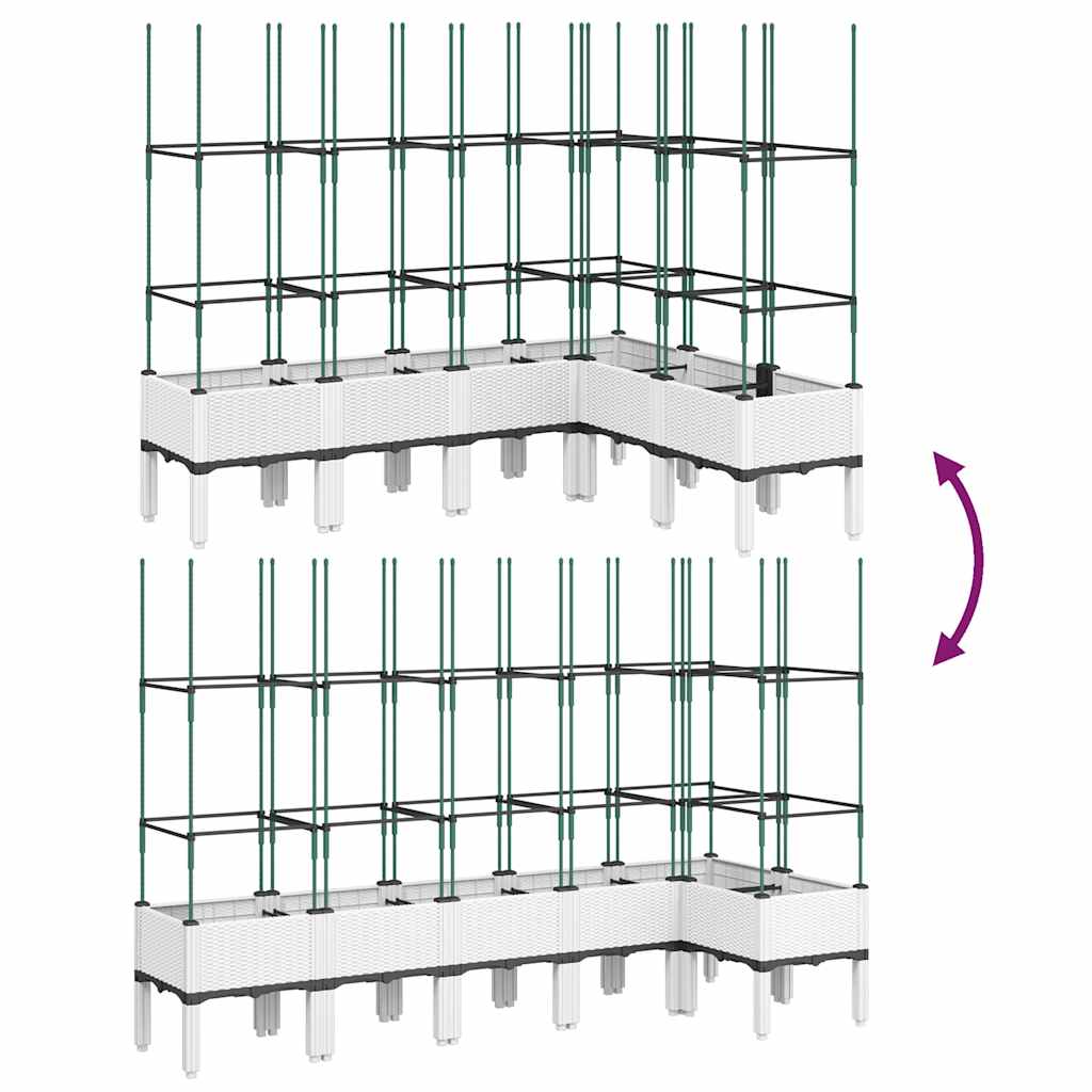 vidaXL Garden Planter with Trellis White 160x120x142.5 cm PP
