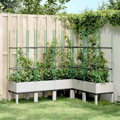vidaXL Garden Planter with Trellis White 160x120x142,5 cm PP