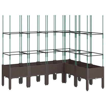 vidaXL Garden Planter with Trellis Brown 160x120x142.5 cm PP