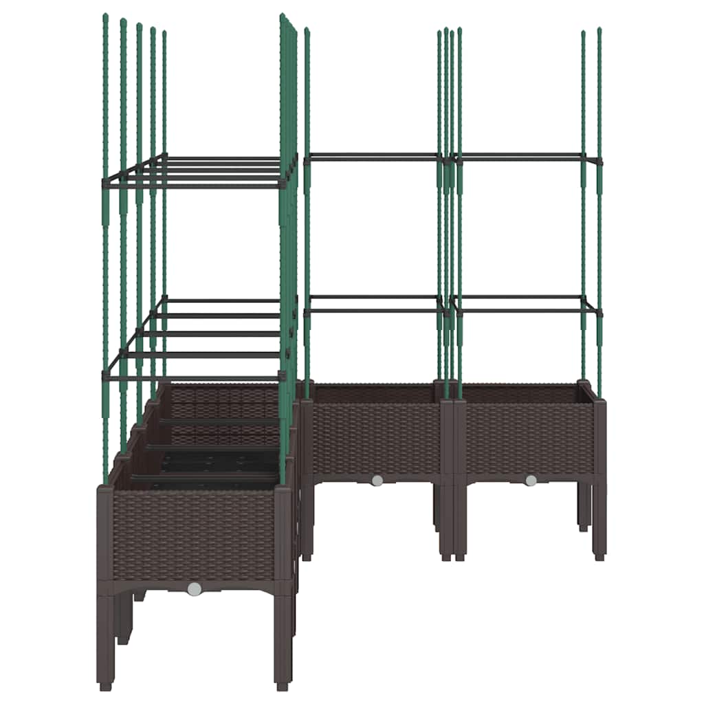 vidaXL Garden Planter with Trellis Brown 160x120x142.5 cm PP
