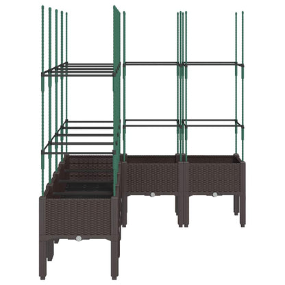 vidaXL Garden Planter with Trellis Brown 160x120x142,5 cm PP