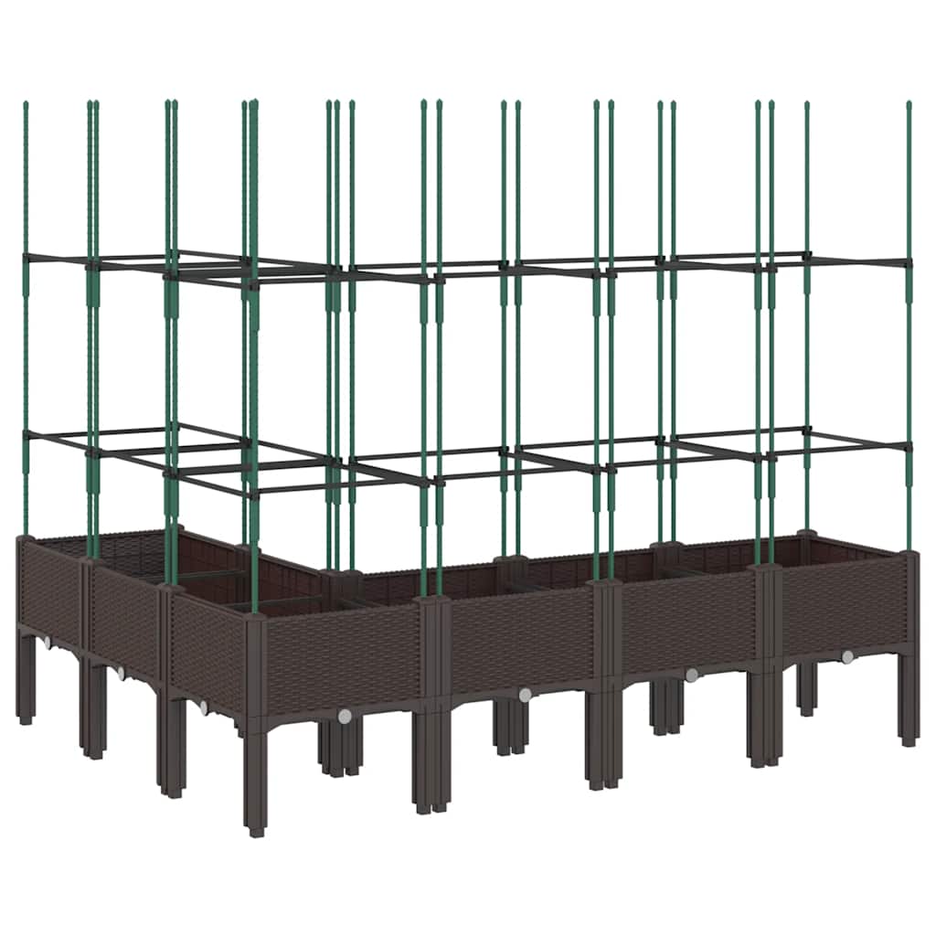 vidaXL Garden Planter with Trellis Brown 160x120x142,5 cm PP