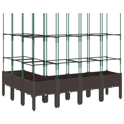 vidaXL Garden Planter with Trellis Brown 160x120x142,5 cm PP