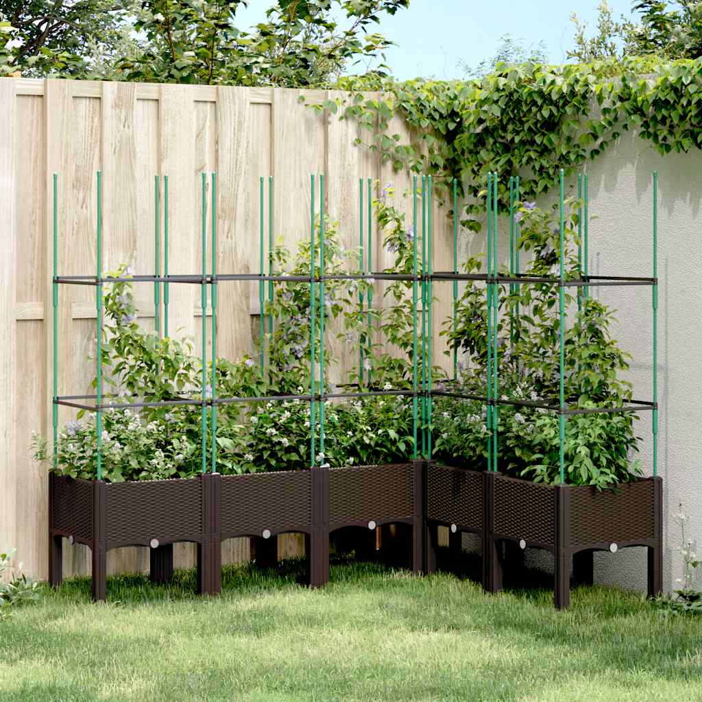 vidaXL Garden Planter with Trellis Brown 160x120x142,5 cm PP