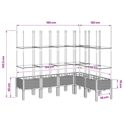 vidaXL Garden Planter with Trellis Brown 160x120x142,5 cm PP