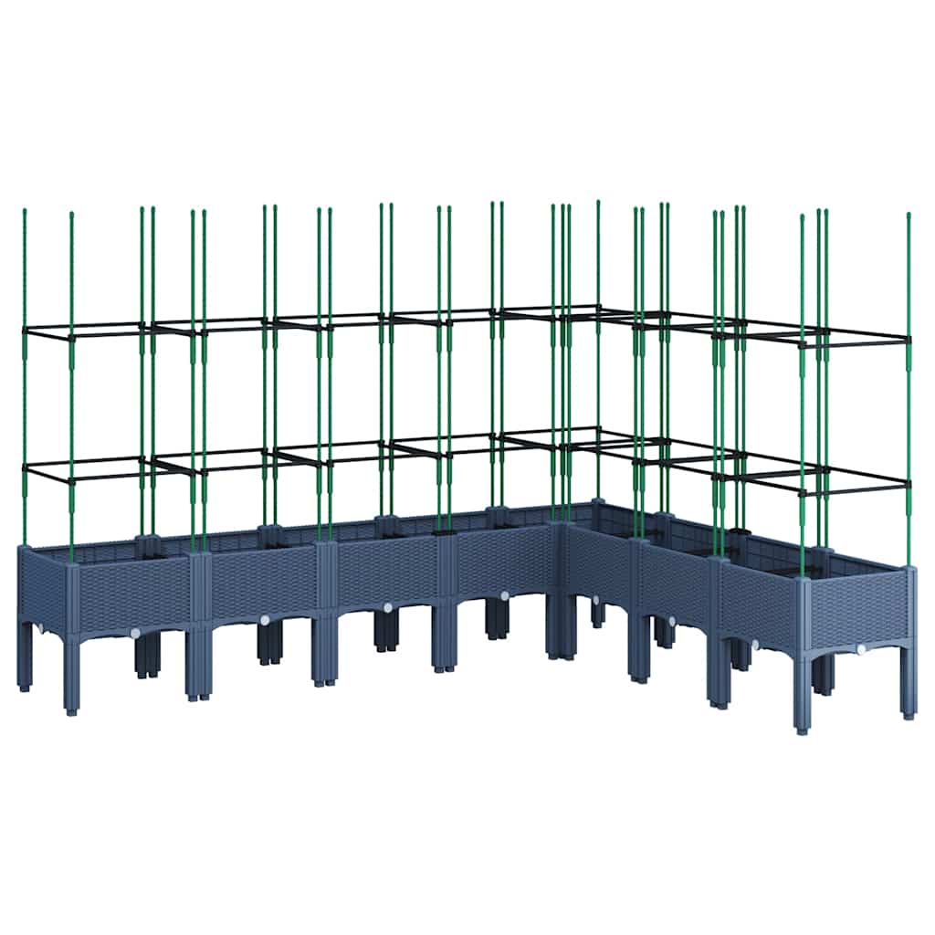 vidaXL Garden Planter with Trellis Blue Grey 200x160x142.5 cm PP