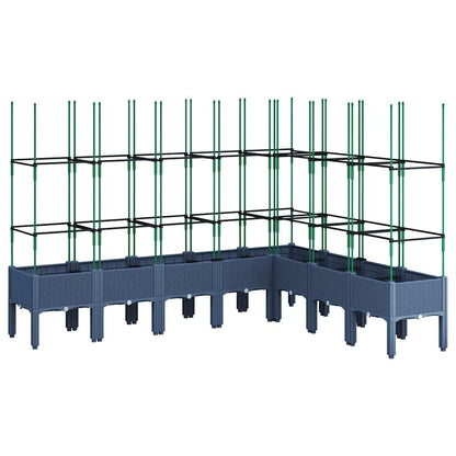 vidaXL Garden Planter with Trellis Blue Grey 200x160x142.5 cm PP