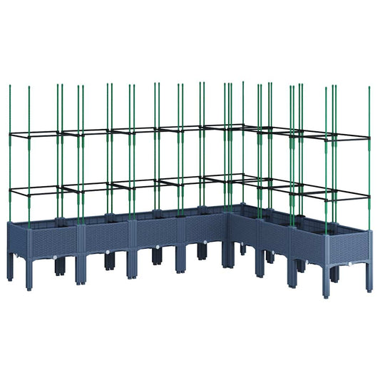 vidaXL Garden Planter with Trellis Blue Grey 200x160x142.5 cm PP