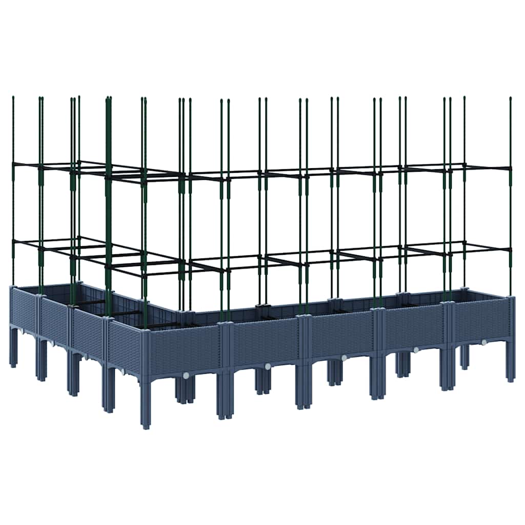 vidaXL Garden Planter with Trellis Blue Grey 200x160x142.5 cm PP