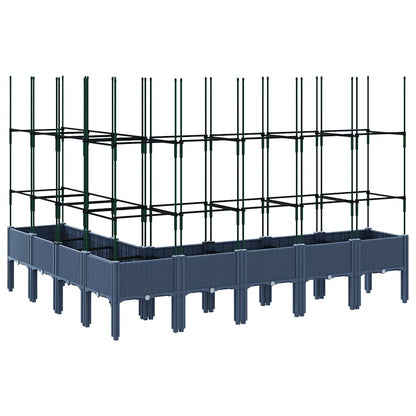 vidaXL Garden Planter with Trellis Blue Grey 200x160x142.5 cm PP