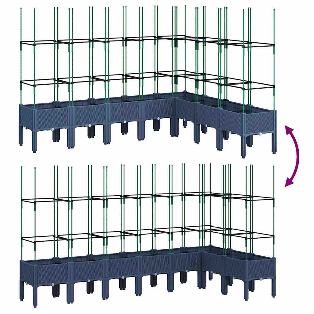 vidaXL Garden Planter with Trellis Blue Grey 200x160x142.5 cm PP