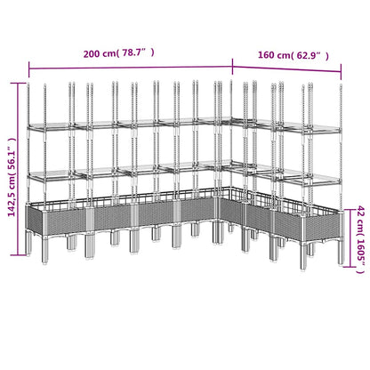 vidaXL Garden Planter with Trellis Blue Grey 200x160x142.5 cm PP