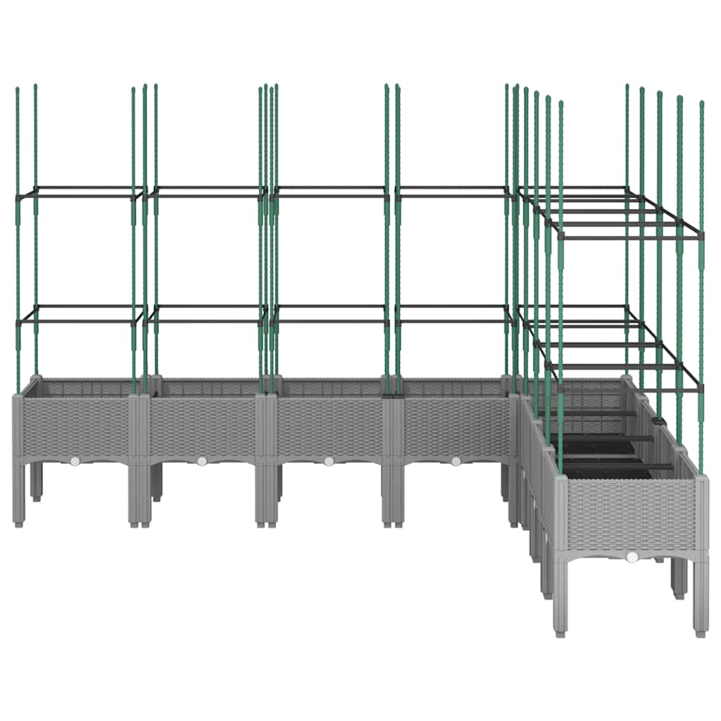 vidaXL Garden Planter with Trellis Light Grey 200x160x142,5 cm PP