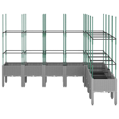 vidaXL Garden Planter with Trellis Light Grey 200x160x142,5 cm PP