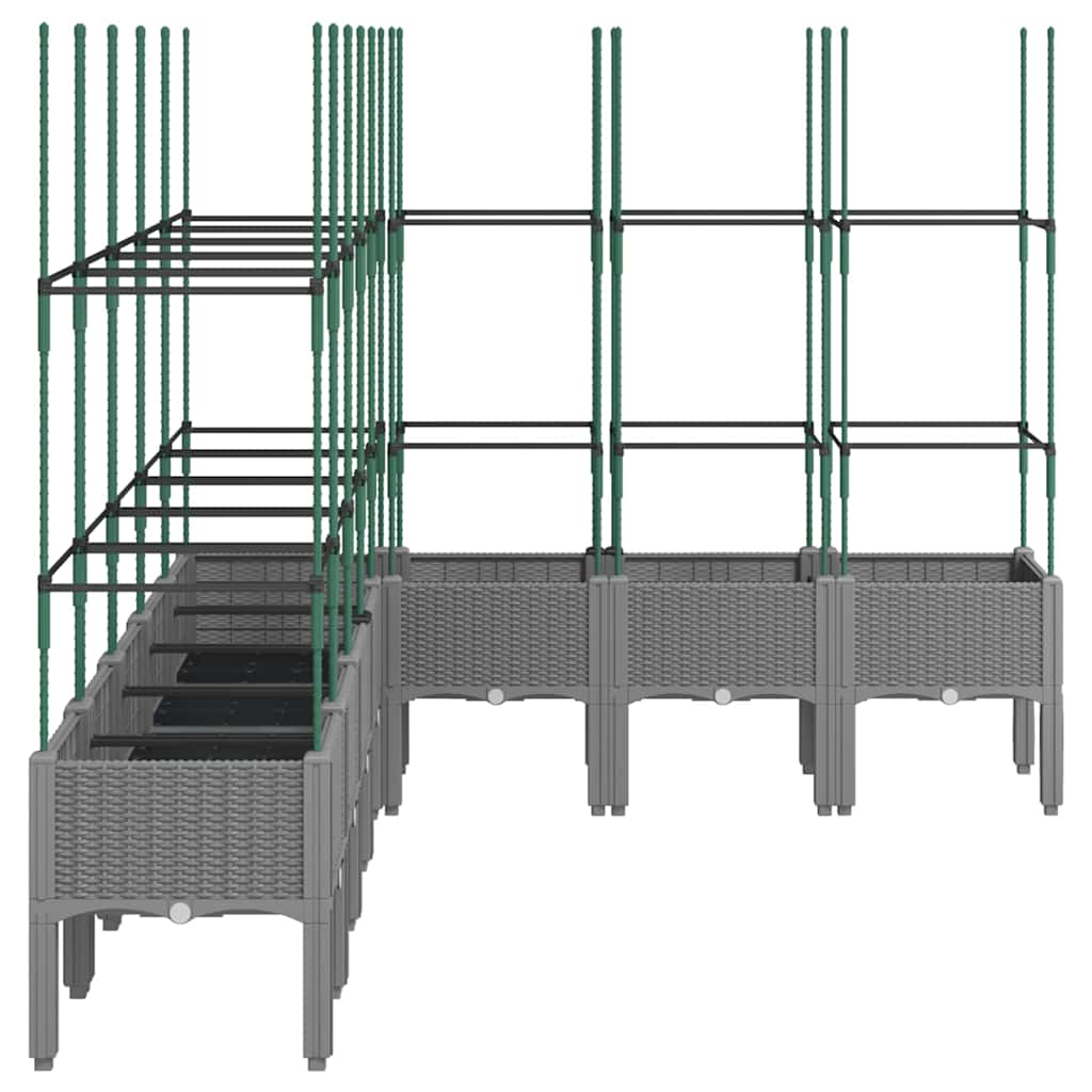 vidaXL Garden Planter with Trellis Light Grey 200x160x142,5 cm PP