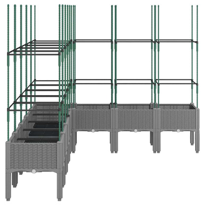 vidaXL Garden Planter with Trellis Light Grey 200x160x142,5 cm PP