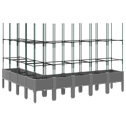 vidaXL Garden Planter with Trellis Light Grey 200x160x142.5 cm PP
