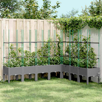 vidaXL Garden Planter with Trellis Light Grey 200x160x142,5 cm PP