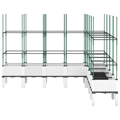 vidaXL Garden Planter with Trellis White 200x160x142,5 cm PP
