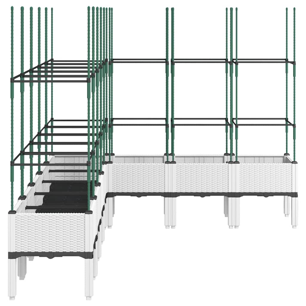 vidaXL Garden Planter with Trellis White 200x160x142.5 cm PP