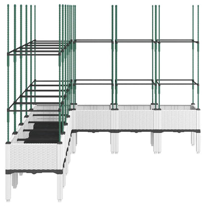 vidaXL Garden Planter with Trellis White 200x160x142.5 cm PP