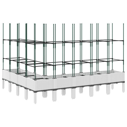 vidaXL Garden Planter with Trellis White 200x160x142.5 cm PP