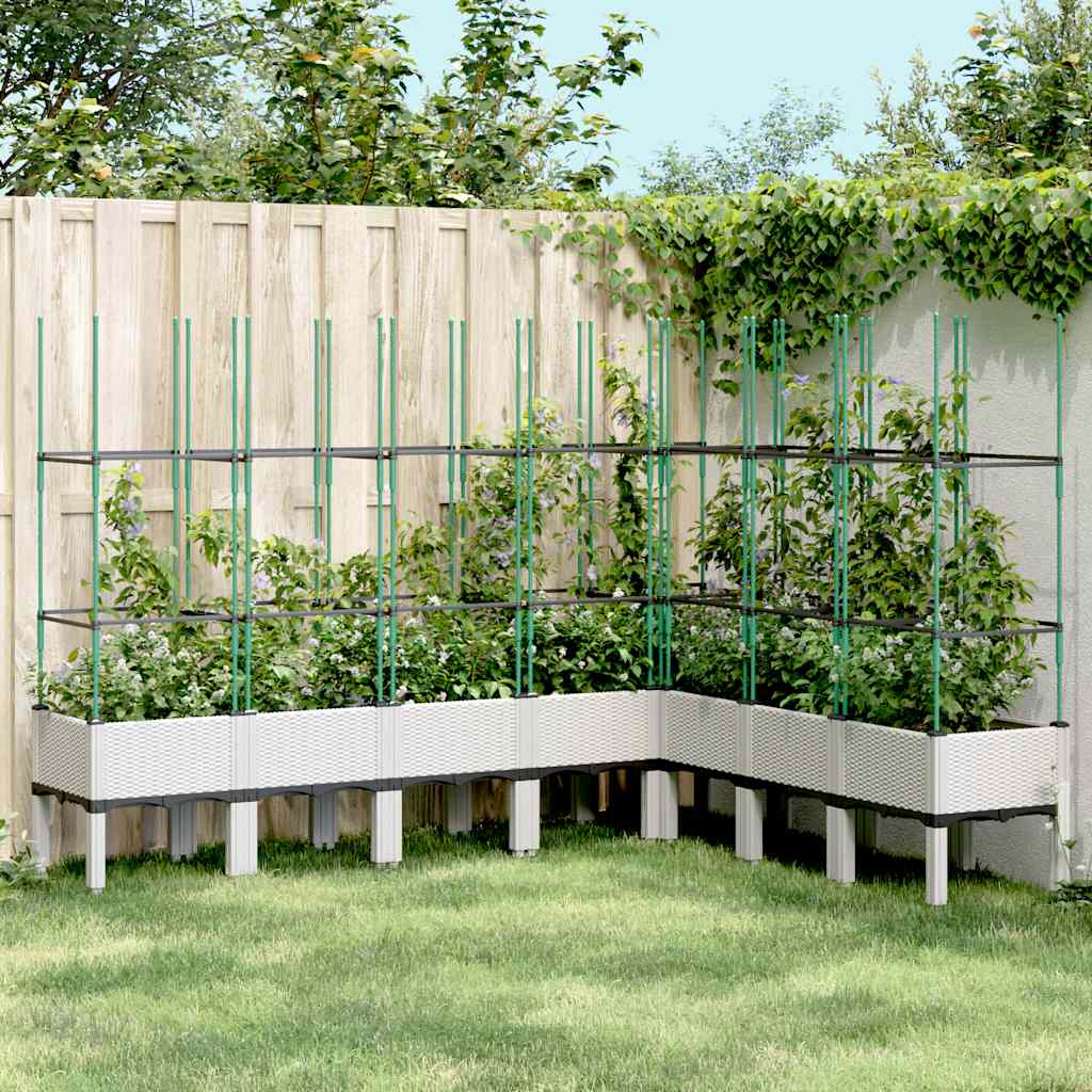 vidaXL Garden Planter with Trellis White 200x160x142,5 cm PP