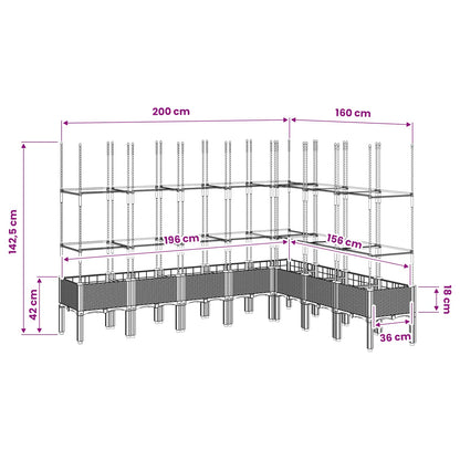 vidaXL Garden Planter with Trellis White 200x160x142,5 cm PP