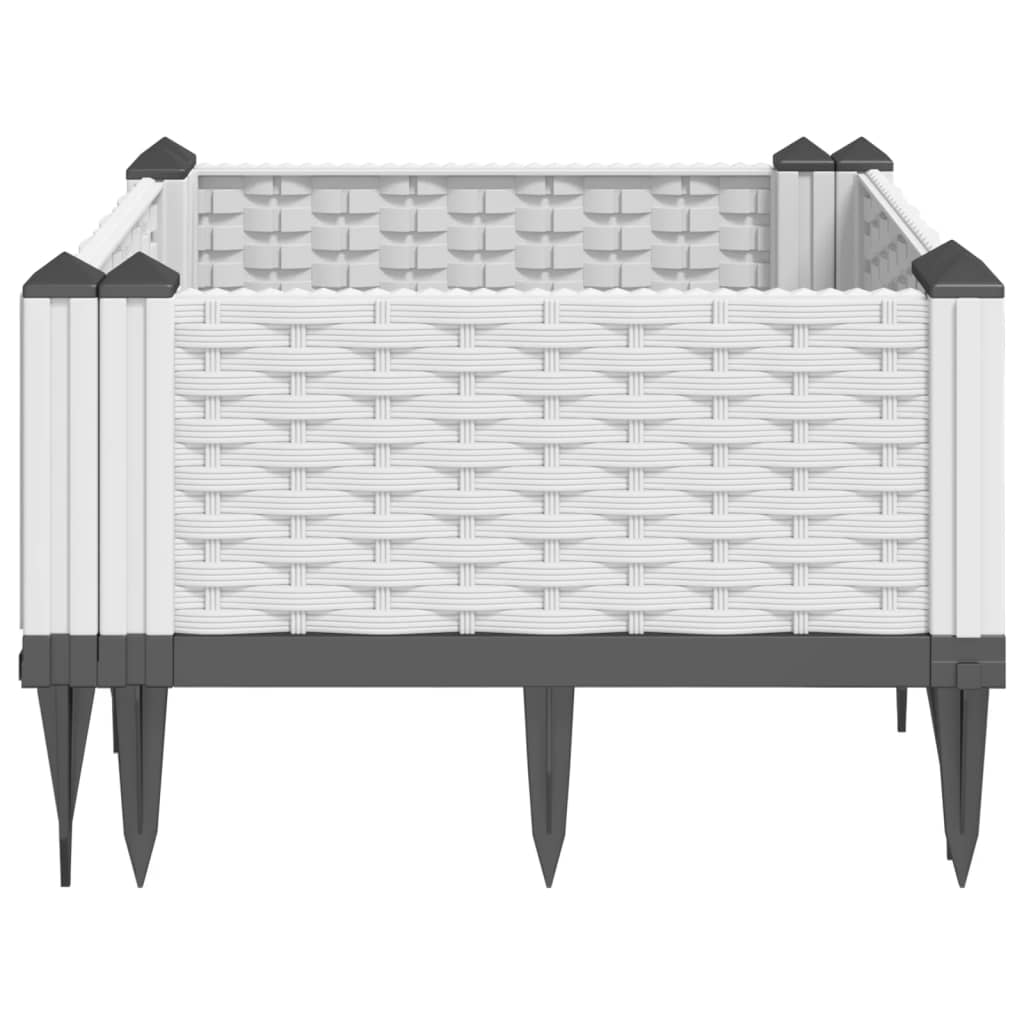 vidaXL Garden Planter with Pegs White 42.5x42.5x28.5 cm PP